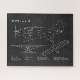 Cub飛行機 – 飛行機の設計図の計画PD ジグソーパズル