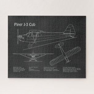 Cub飛行機 – 飛行機の設計図の計画PD ジグソーパズル