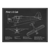 Cub飛行機 – 飛行機の設計図の計画PD フォトプリント (正面)