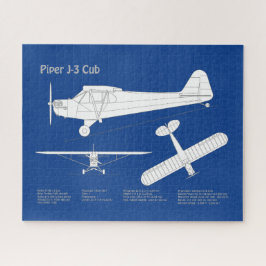 Cub飛行機 – 飛行機の設計図プランABD ジグソーパズル