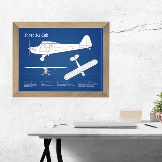 Cub飛行機 – 飛行機の設計図プランABD フォトプリント
