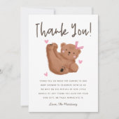 Cub Bear Girl素朴 Baby Shower Thank You サンキューカード (正面)
