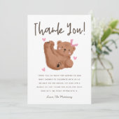 Cub Bear Girl素朴 Baby Shower Thank You サンキューカード (スタンド正面)