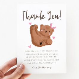 Cub Bear Girl素朴 Baby Shower Thank You サンキューカード