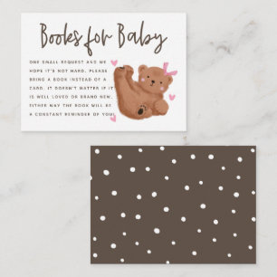 Cub Bear Girl Baby Shower Book Request エンクロージャーカード