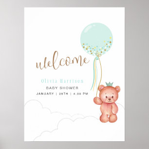 Cub Teddy Bear Baby Showerウェルカムサイン ポスター