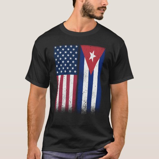 Cuba Cuban American Flags Proud USA Cuba Tシャツ (正面)