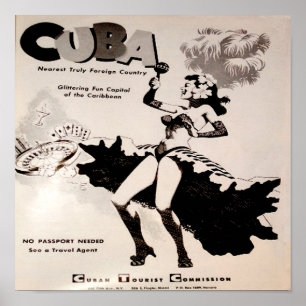 Cuba Dancing Lady Black & White 1958 12x12 ポスター