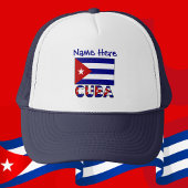 Cuba Dark Blue Cuban Flag Navy Blue Personalized キャップ