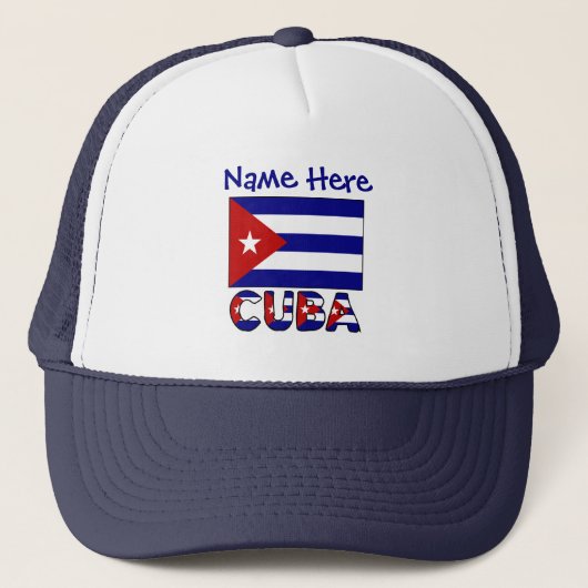 Cuba Dark Blue Cuban Flag Navy Blue Personalized キャップ (正面)