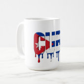 Cuba Drip Text | Caribbean Flag Design | Fan  コーヒーマグカップ (正面左)