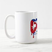Cuba Drip Text | Caribbean Flag Design | Fan  コーヒーマグカップ (左)