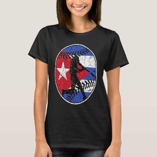 Cuba Flag Baseball Hitter Cuban Baseball Fan Cuban Tシャツ (正面)