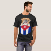 Cuba Flag Bulldog Dog In Pocket Tシャツ (正面フル)