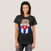 Cuba Flag Bulldog Dog In Pocket Tシャツ (正面フル)