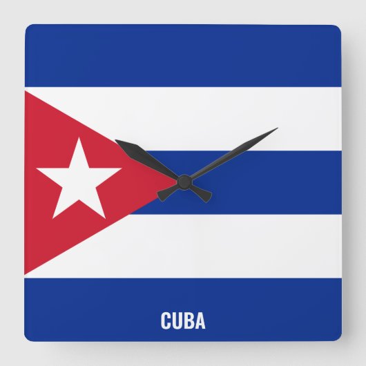 Cuba Flag Dazzling Patriotic スクエア壁時計 (正面)