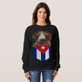 Cuba Flag German Wirehaired Pointer Dog In Pocket スウェットシャツ (正面フル)