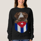 Cuba Flag German Wirehaired Pointer Dog In Pocket スウェットシャツ (正面)