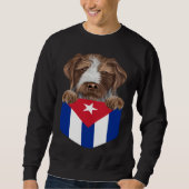 Cuba Flag German Wirehaired Pointer Dog In Pocket スウェットシャツ (正面)