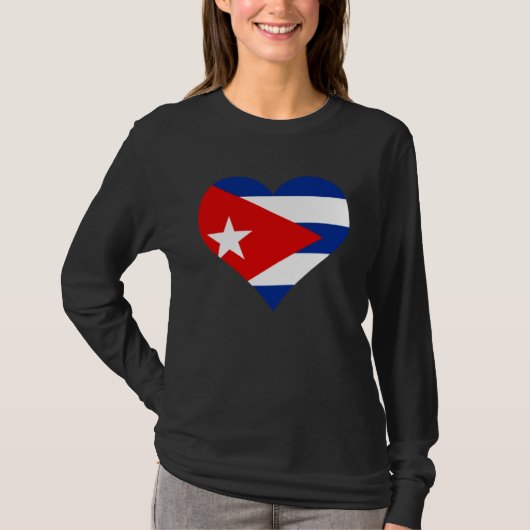 Cuba Flag Heart Cuba  Love Cuba Tシャツ (正面)