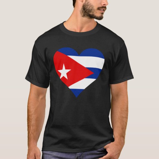Cuba Flag Heart Cuba  Love Cuba Tシャツ (正面)