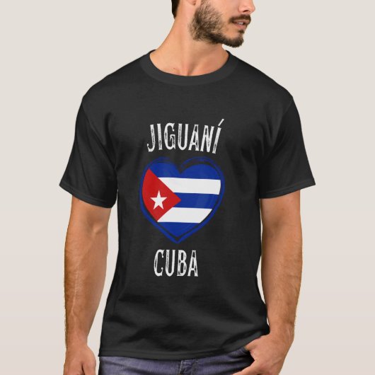 Cuba Flag Heart Jiguani City Tシャツ (正面)