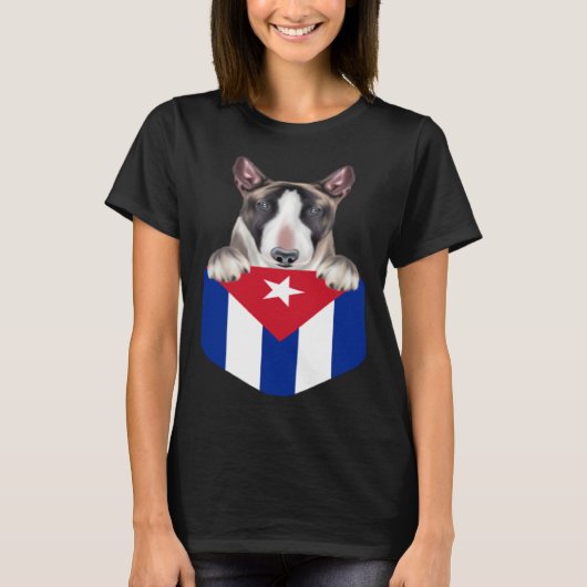 Cuba Flag Miniature Bull Terrier Dog In Pocket Tシャツ (正面)