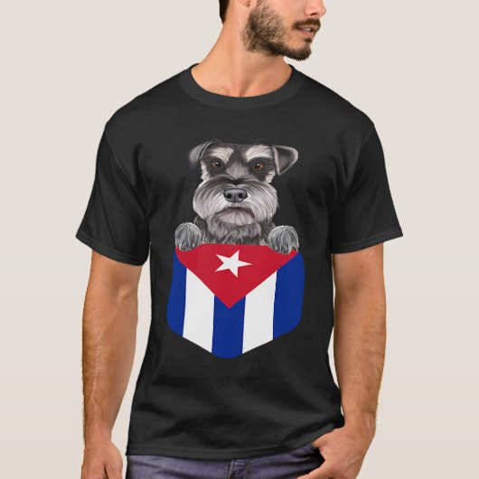 Cuba Flag Miniature Schnauzer Dog In Pocket Tシャツ (正面)