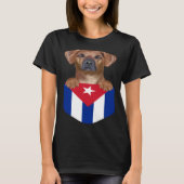 Cuba Flag Rhodesian Ridgeback Dog In Pocket Tシャツ (正面)