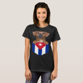 Cuba Flag Rhodesian Ridgeback Dog In Pocket Tシャツ (正面フル)