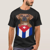 Cuba Flag Rhodesian Ridgeback Dog In Pocket Tシャツ (正面)