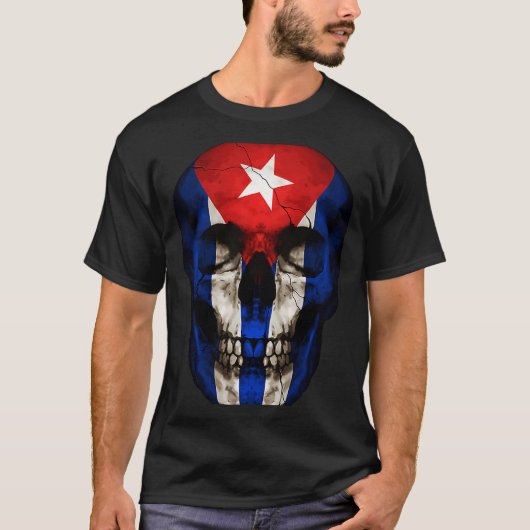 Cuba Flag Skull Cuban Roots Proud Patriotic Tシャツ (正面)