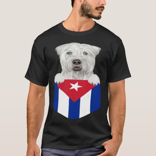 Cuba Flag Soft Coated Wheaten Terrier Dog In Pocke Tシャツ (正面)