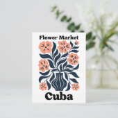 Cuba Flower Market Potted Blossom & Dark Foliage ポストカード (スタンド正面)