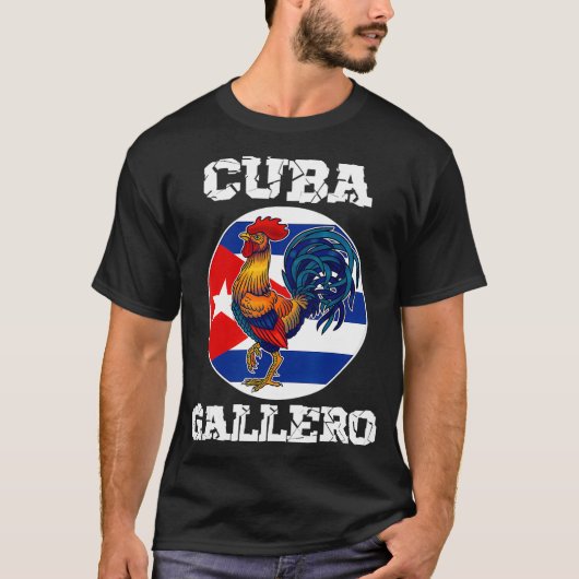 Cuba Gallero Cuban Flag Rooster Cockfighting  Tシャツ (正面)
