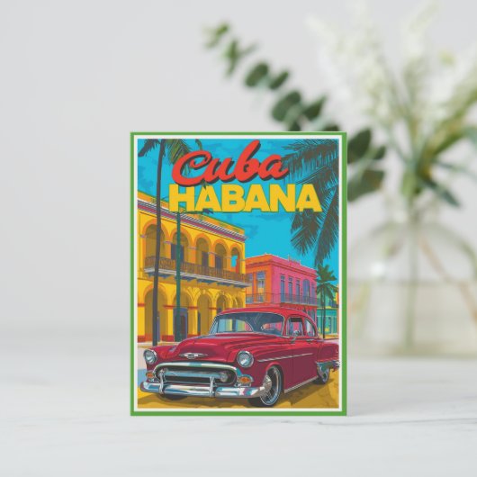 Cuba Havana Classic Car ポストカード (スタンド正面)