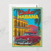 Cuba Havana Classic Car ポストカード (正面/裏面)