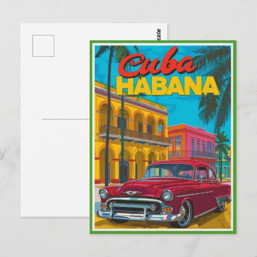 Cuba Havana Classic Car ポストカード (正面/裏面)
