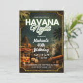Cuba Havana Night Adult Man Birthday Invitation 招待状 (スタンド正面)