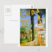 Cuba holiday isle of the tropics travel poster ポストカード (正面/裏面)