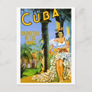 Cuba holiday isle of the tropics travel poster ポストカード