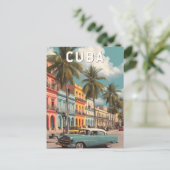 Cuba Illustration Travel Art Vintage ポストカード (スタンド正面)
