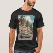 Cuba Illustration Travel Art Vintage Tシャツ (正面)