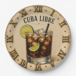 Cuba Libre Cocktail Vintage Rum & Cola Bar Decor ペーパープレート