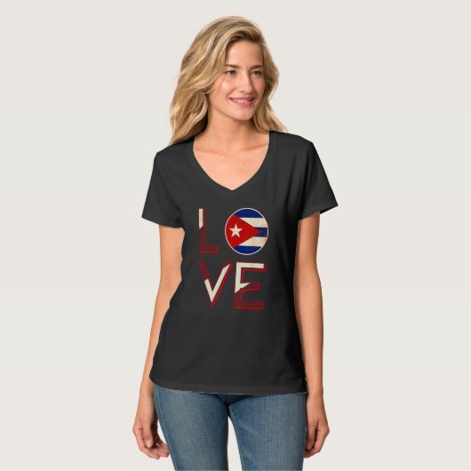 Cuba Love Cuban Flag Havana Tシャツ (正面フル)