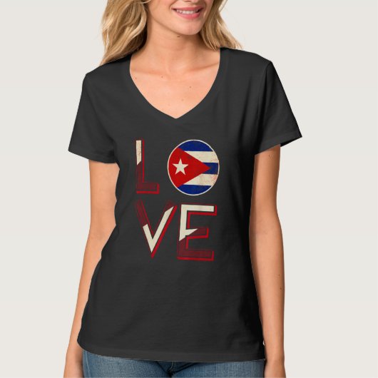 Cuba Love Cuban Flag Havana Tシャツ (正面)