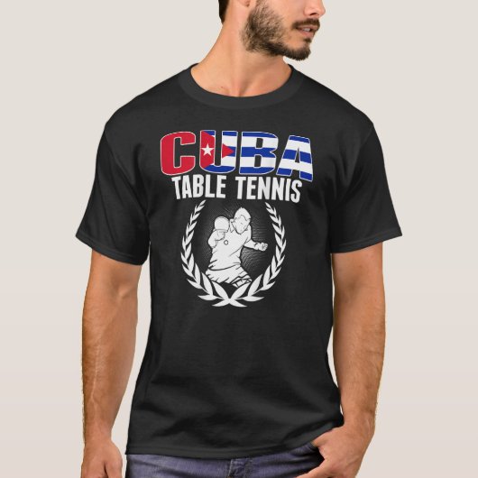 Cuba Table Tennis Cuban Ping Pong Supporter Spor Tシャツ (正面)