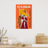 Cuba Travel Poster Cuban Art Delta Print (XR3286)a ポスター (キッチン)