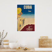 Cuba Travel Poster Cubana Airlines Art Cuban Gift ポスター (キッチン)
