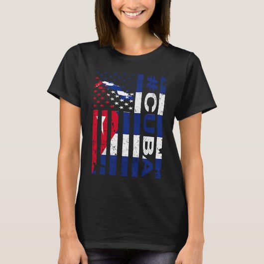 Cuban American Flag Cuba USA Pride Tシャツ (正面)